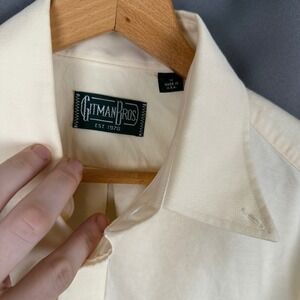 Gitman Bros Mens Button Down Shirt Classic Fit Long Sleeve Cream M